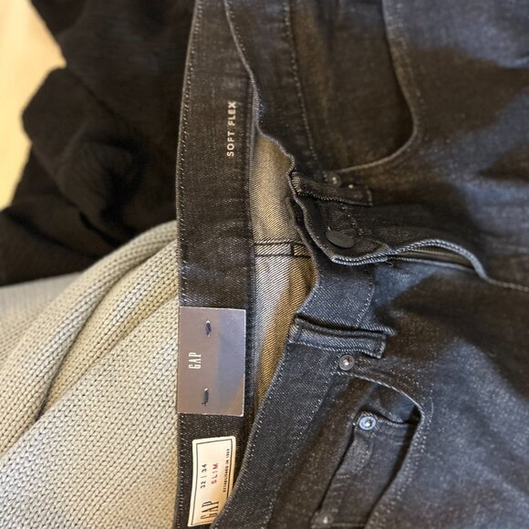 Gap denim jeans, mens, slim, dark resin rinse, new with tags, size 32/34 - Picture 2 of 4